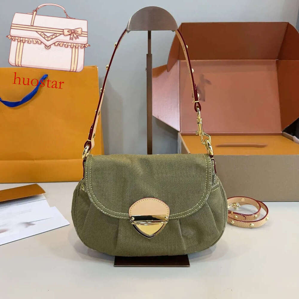 Designer Bag Luxury Handbag Army Green Denim Womens Designer Sunset Bag Women Vibe Underarm Purse Flap Crossbody Shoulder Bags Mirror Quality Handbag 250715
