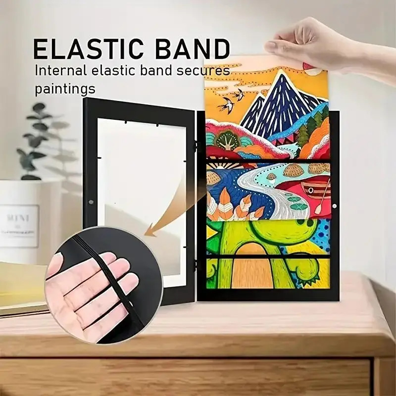 A4 Cartoon Theme Magnetic Art Frame - Front Open Image Display Foldable for Home and Office Decoration Ideal Birthday Gift 250408