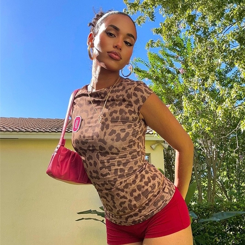 Weird Puss Leopard Print Women 2 Piece Set Tracksuit Sexy Shorts Sleeve Crop TopsShorts Stretch Matching Outfits 250407