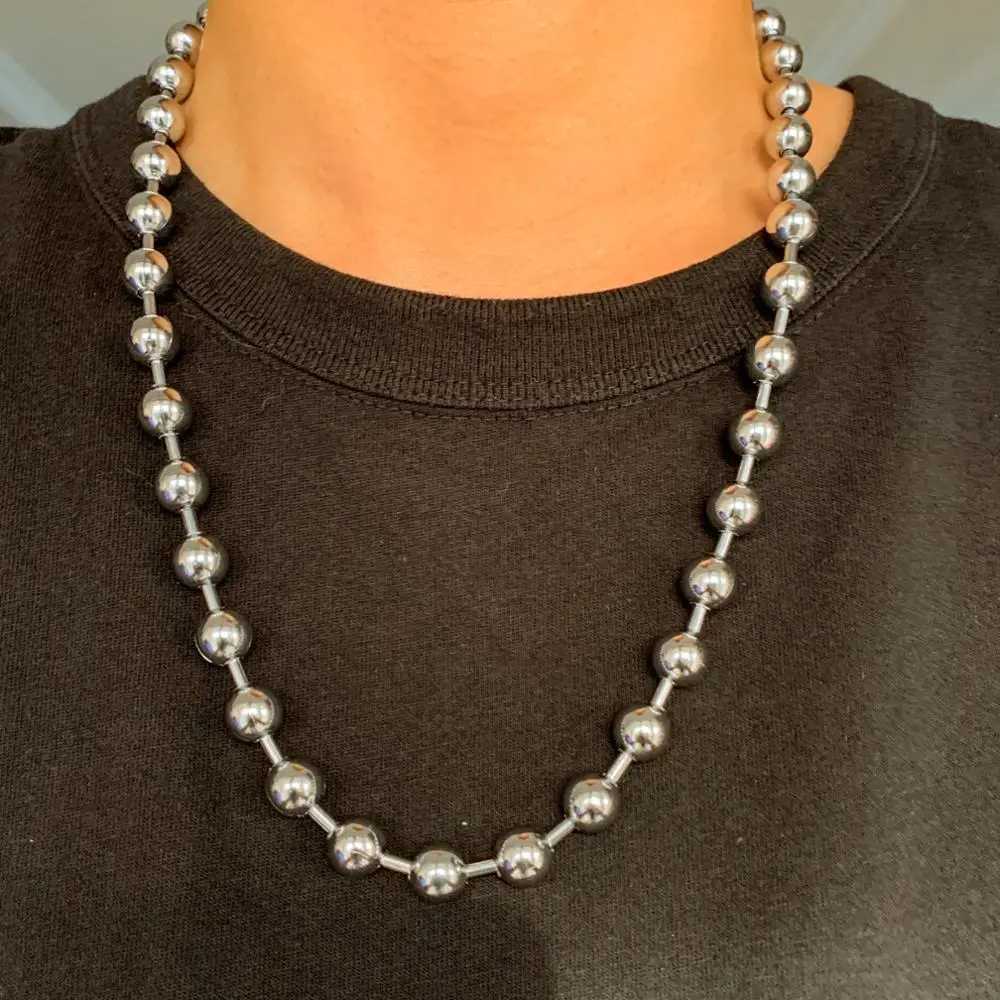 8mm/10mm/12mm Punk Cool Stainless Steel Ball Chain Necklace Choker Jewelry for Women or Men 7inch-40inchC250407
