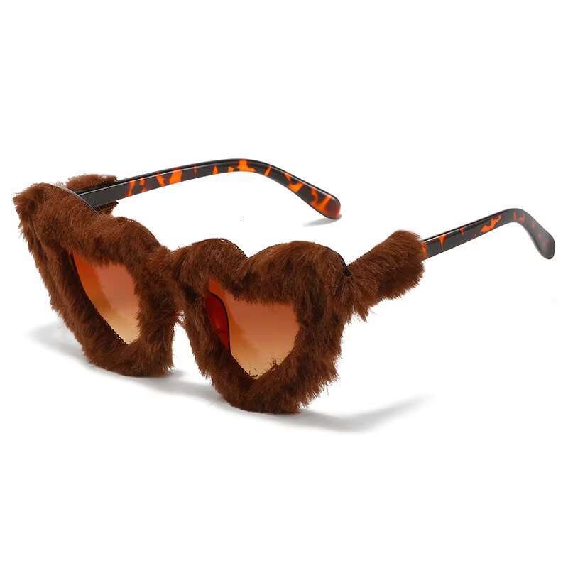 Aodun Light Colour Trend Fashion Heart Shaped Plush Sunglasses