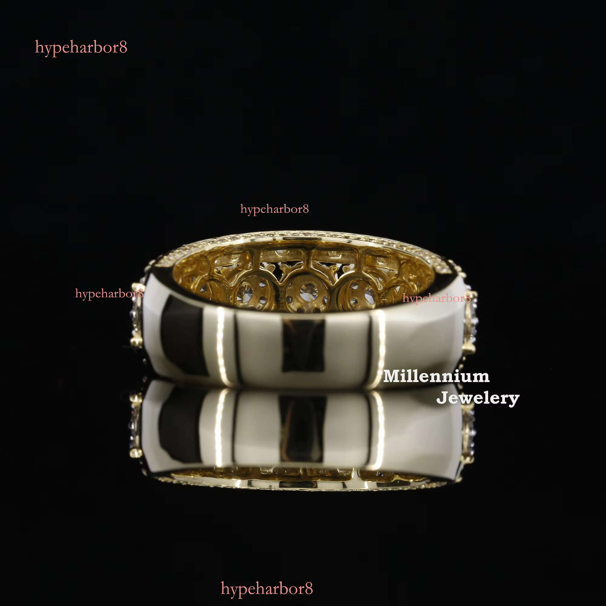 High quality sandstone gold-plated pure silver, hip-hop ice cold ring for women, priced at