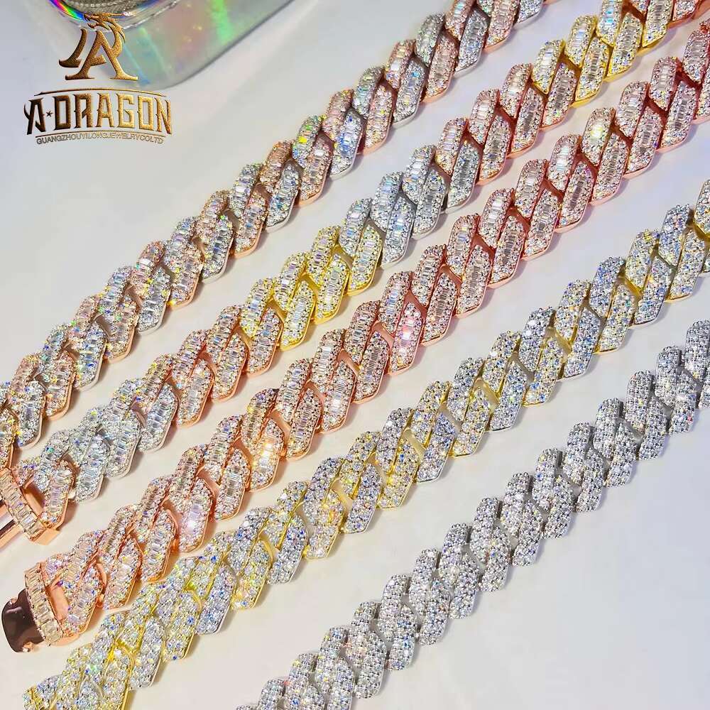 Real 18k Gold Plated 12mm Iced Out Gold Moissanite Diamond Cuban Neck Chain Designs for Men Matching With Pendant
