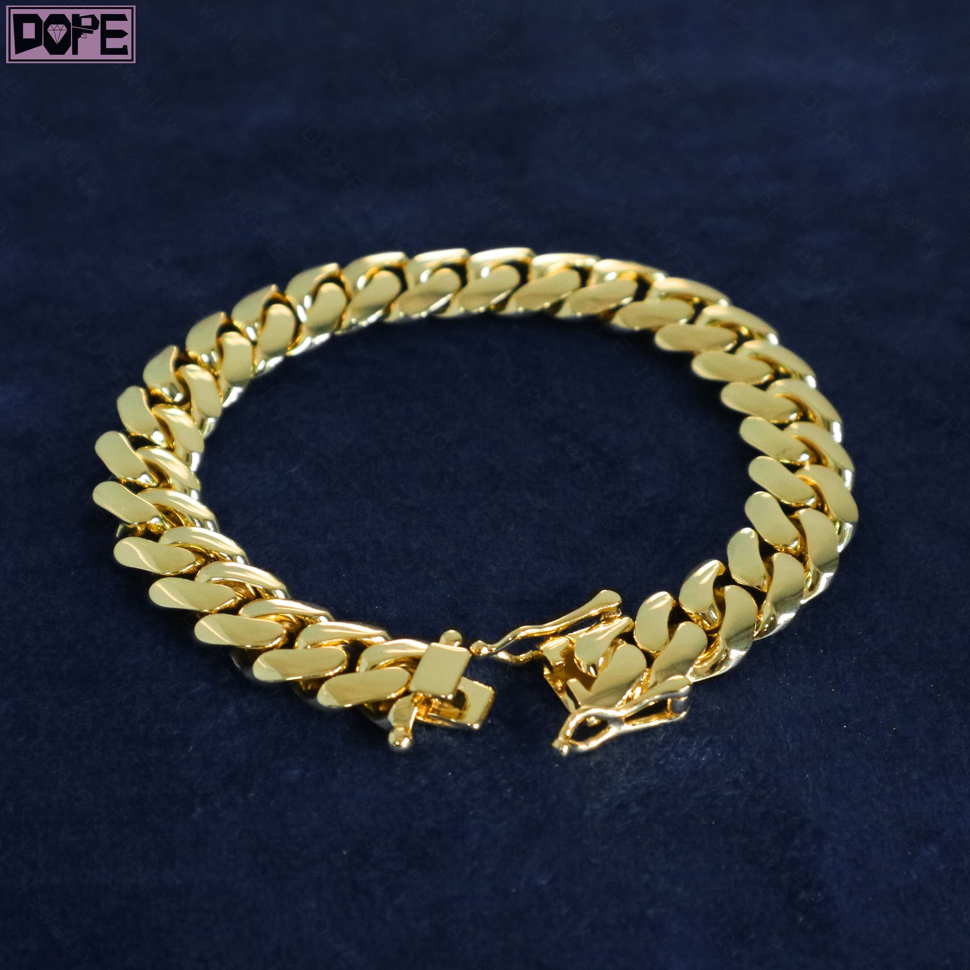 Hip Hop 20mm Miami Cuban Bracelet Heavy Duty HipHop Real Gold Plating 925 Sterling Silver Cuban Link Bracelet