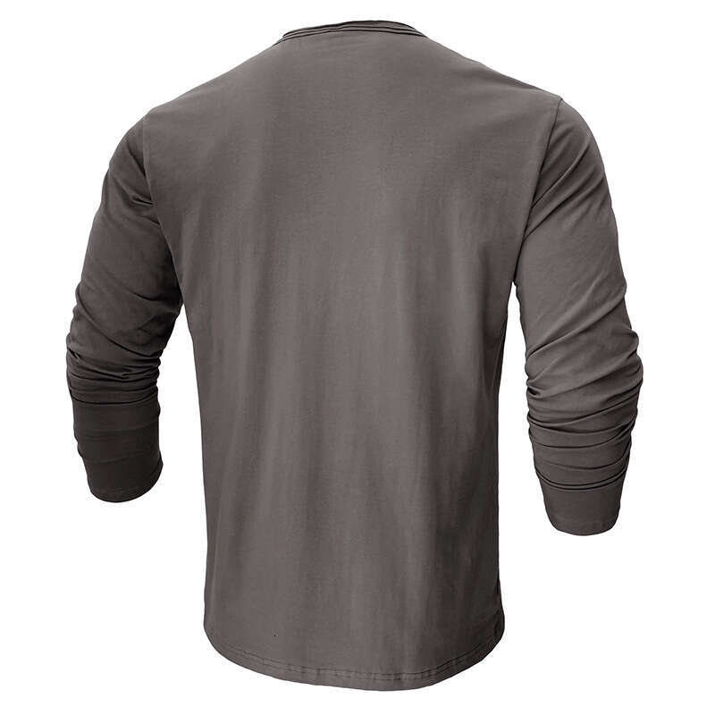 autumn and winter long sleeved round neck T-shirt men's earth pure cotton base shirt top new casual fashion trend clothing