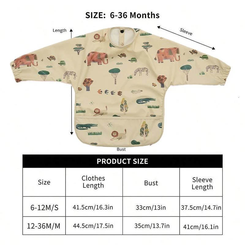 Kids Baby Feeding Bibs Waterproof Long Sleeve Apron with Pocket Toddler Burp Cloth Boys Girls Anti-dirty Art Smock Baby Stuff 250407