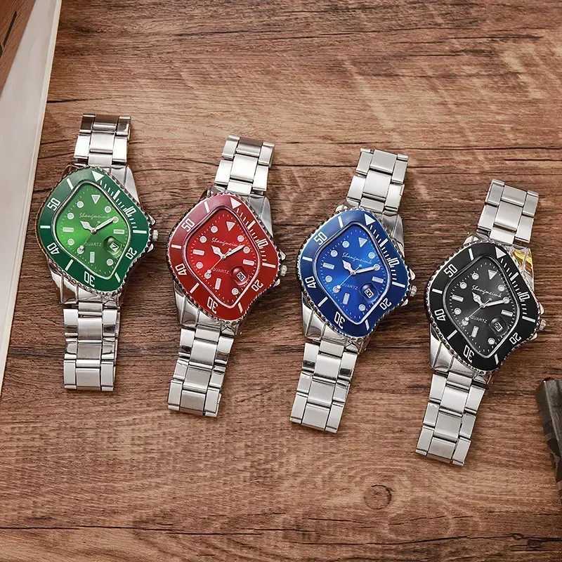 Irregular mens watch unusual concept Reloj collision melting twisted case quartz watch mens green black watch mens Y250407