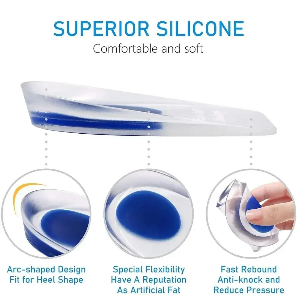 Silicone Gel Insoles Pain Heal Cushion Bone Spurs Pain Relief Heel Cushion Thickened Soft Half-Size Shoe Sole Insole Heel Pad 250408