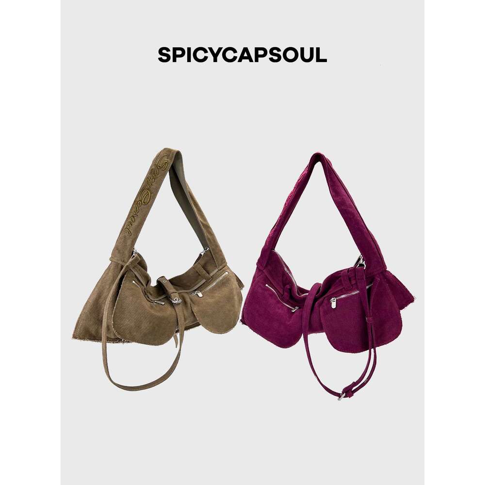 Women's bag, high-end street wear, niche spicy girl's armpit crossbody bag, canvas bag