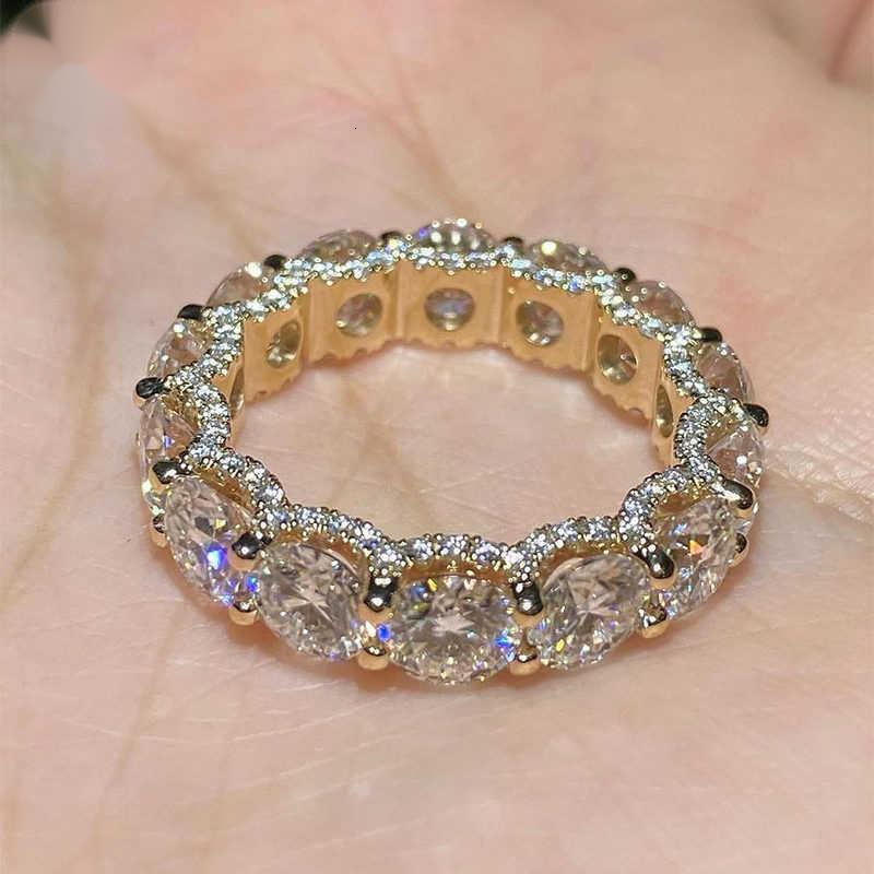 10k 14k 18k Solid Gold Moissanite Engagement Hoop Rings Charm Classic Ice Out Tennis Chain Solid Gold VVS Wedding Rings Women 0001