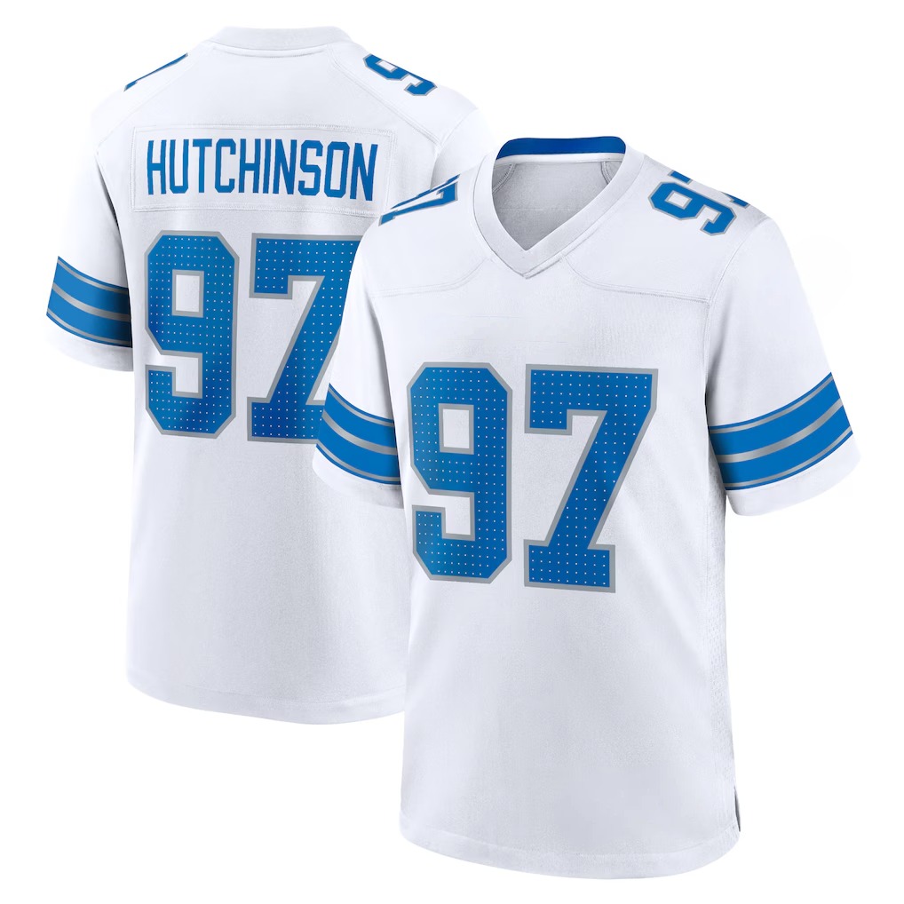 Free Shipping American Famou Sports Detroit Football jerseys with men women youth customized #14 St Brown #16 Goff #58 Sewell #97 Hutchinson