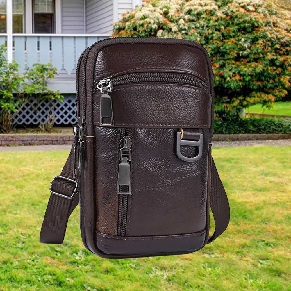 Mens FAshion Cross Bag Waterproof Leather Shoulder Bag Lightweight Waist Bag Mens Travel Outdoor Bag Z250407