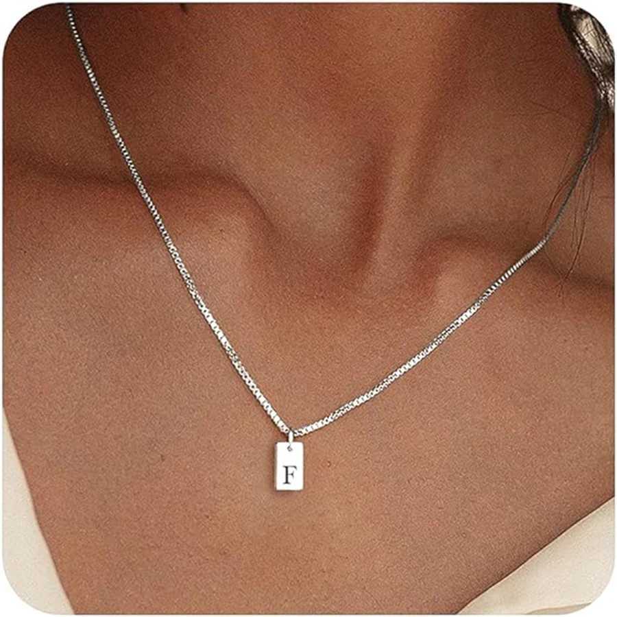 New 2024 Silver Color Original Fit 925 Classic Necklace 26 letters Personty Block Pendant jewelryC250407