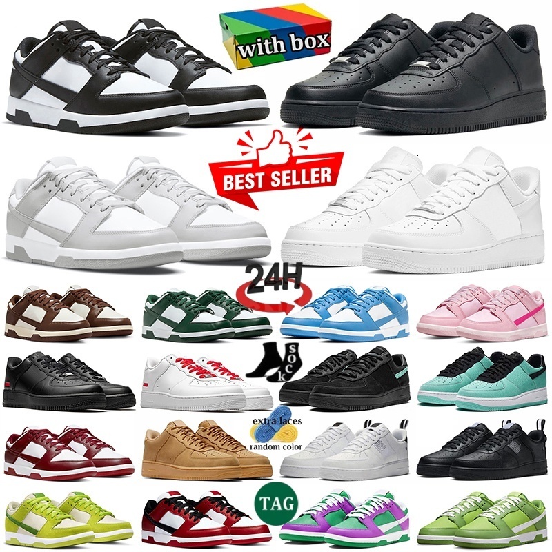 With Box running shoes for men women one triple white black pink panda grey fog university blue active fuchsia womens mens trainers outdoor sports sneakers