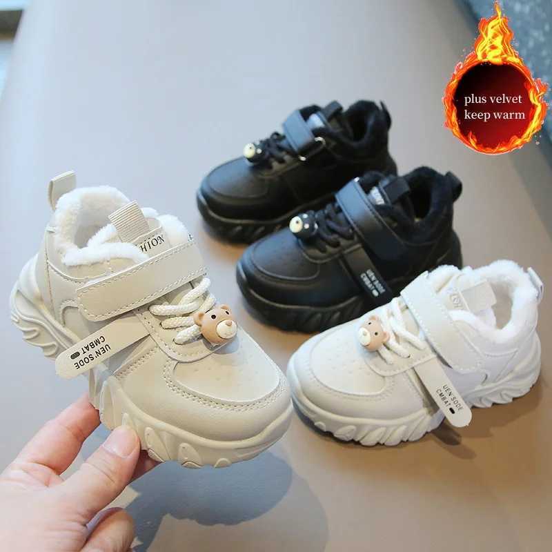 Winter 2024 childrens cotton shoes boys sports shoes with velvet and thick girls dad shoes comfortable and warm baby casual sports shoes W250407