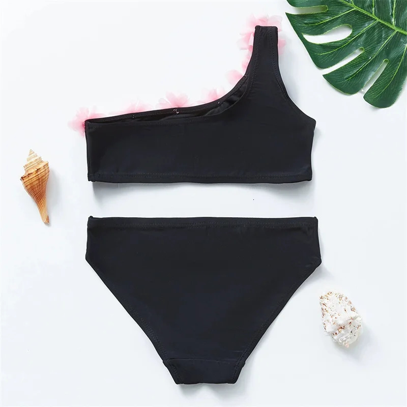 Childrens Swimwear Set Girls Lace Bikini Suit Kids Flowers Split Swimsuit 2 Pieces Summer Seaside Beachwear 3-12 Years 250407