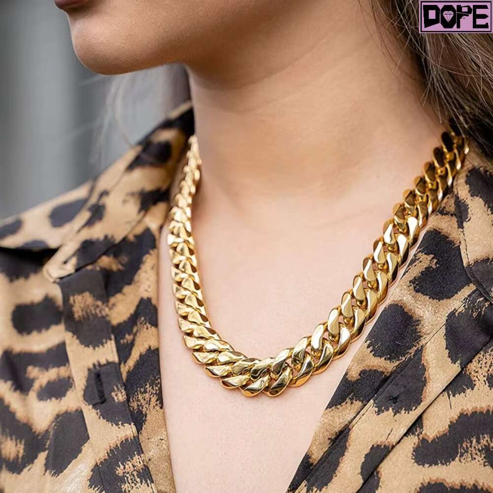 High Quality 16MM Cuban Chain Curb Men and Women 925 Sterling Silver Gold Cuban Link Chain