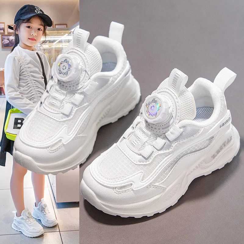 Girls sports shoes light running shoes childrens sports shoes rotating button childrens comfortable walking and jogging shoes boys coach W250407