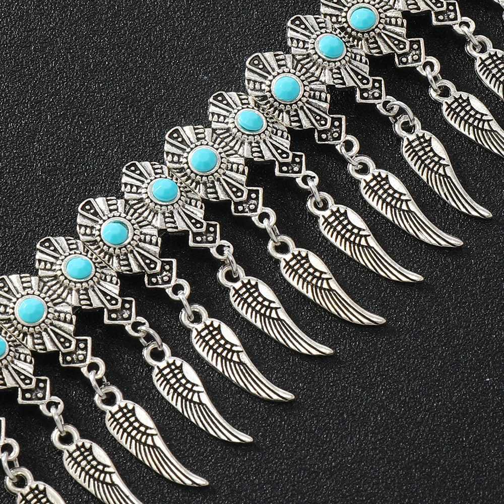 2025 Trend Neck Jewelry Bohemian Ethnic Style Vintage Alloy Rhinestone Wings Tassel Choker Necklace For Women Party AccessoriesC250407