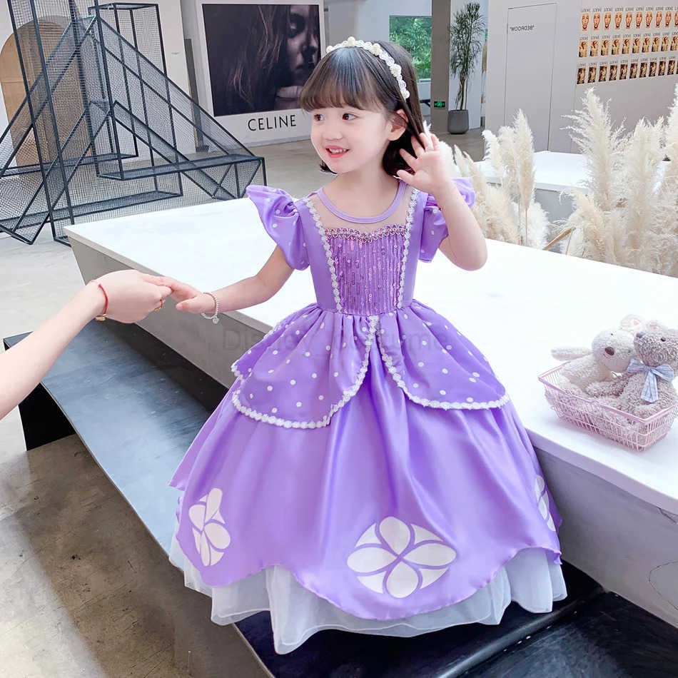 Disney Sofia cosplay princess dress girl birthday party Vestdos luxury LED lit carnival anime cosplay dress X250408