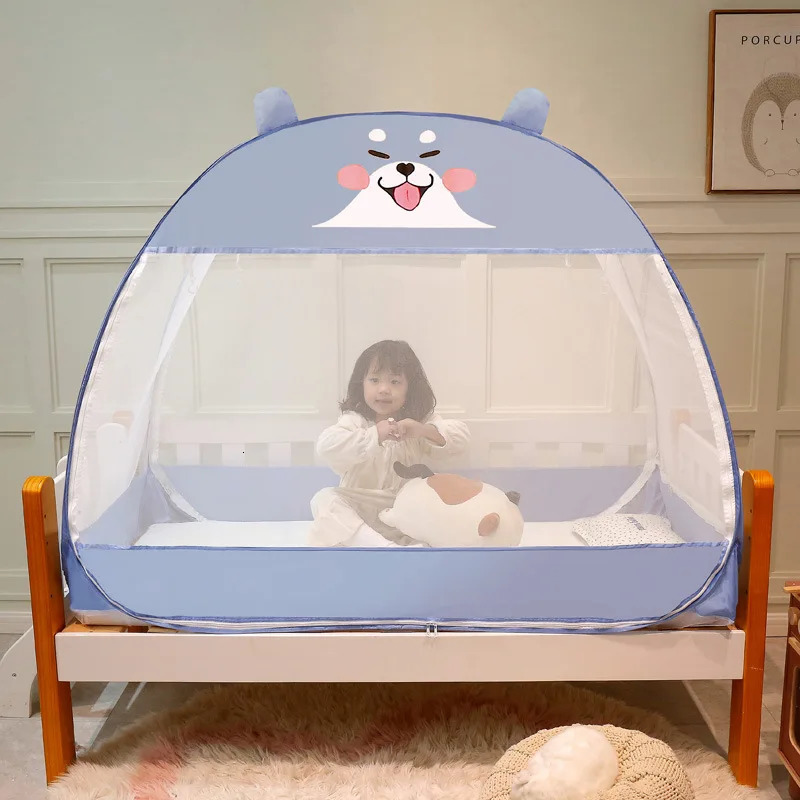 Nordic Style Crib mosquito net portable folding childrens bed universal mosquito net Mongolian yurt type born 2-door mosquito net 250408