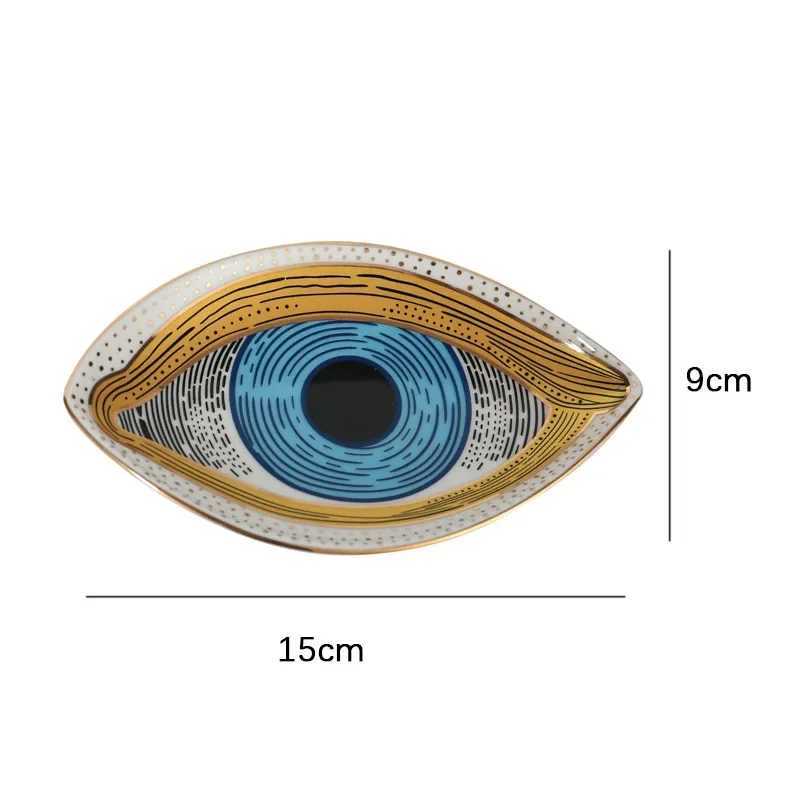 Ceramic Evil Eye Tray Eye shaped Jewelry Storage Disk Kitchen Candy Plate Abstract Eye Statue Digital Living Room Decoration Gift X250408