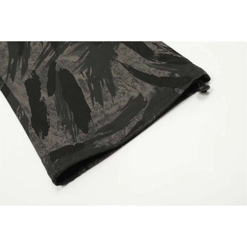 Ink Painting Camouflage Cargo Pants Mens High Street Spliced Pocket Loose Straight Wide Leg Trousers Men
