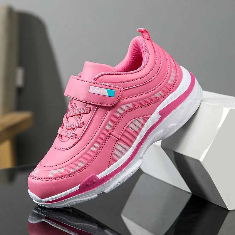 Girls sports shoes waterproof running childrens sports shoes casual leather pink breathable fashionable non slip lightweight childrens shoes W250407