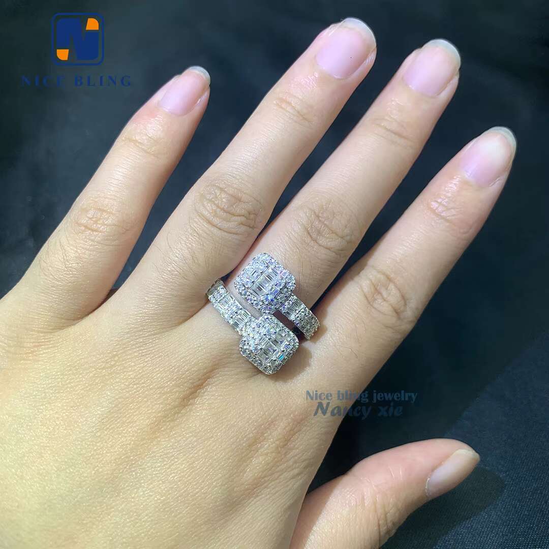 Custom Pass Diamond Tester Hip Hop VVS baguette Moissanite Ring Iced Out 925 Silver Ring Men Hip Hop Jewelry