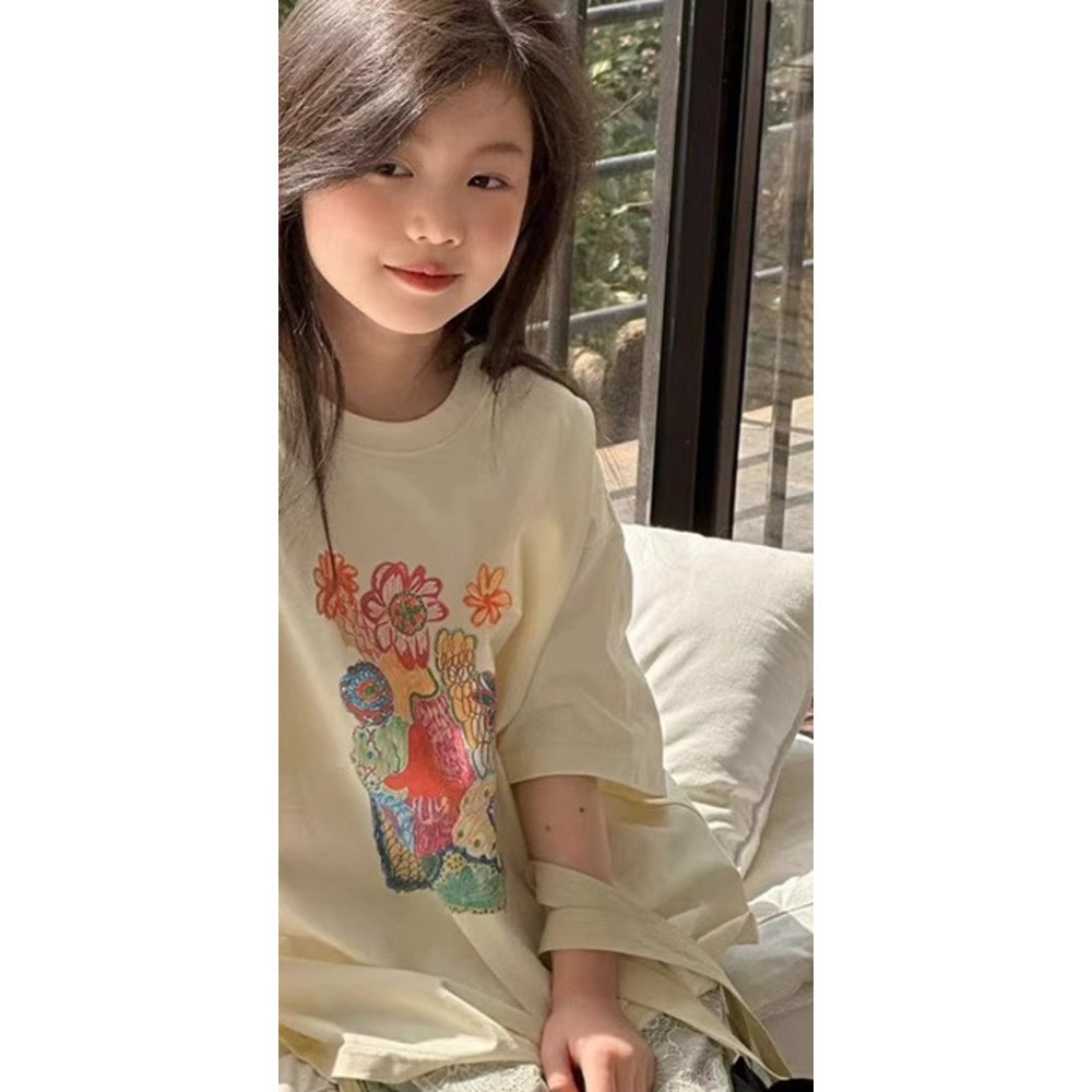 Ddmyshoesvip Korean Clothing Girls Printed Short Sleeved Summer Children S Pullover Half Sleeve T Boys Stylish Top T Shirt
