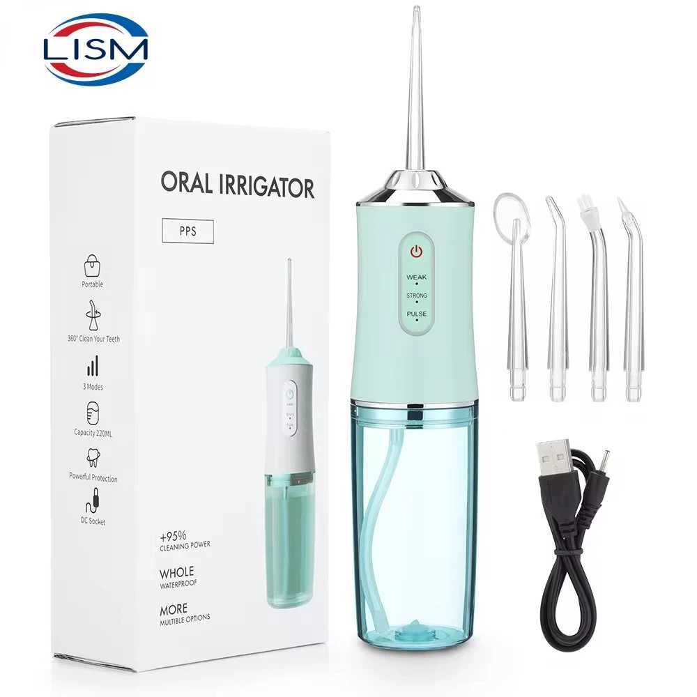 Oral irrigator portable dental sink USB charging sink dental pick 4 nozzles 220ml 3 modes IPX7 1400rpm M250408