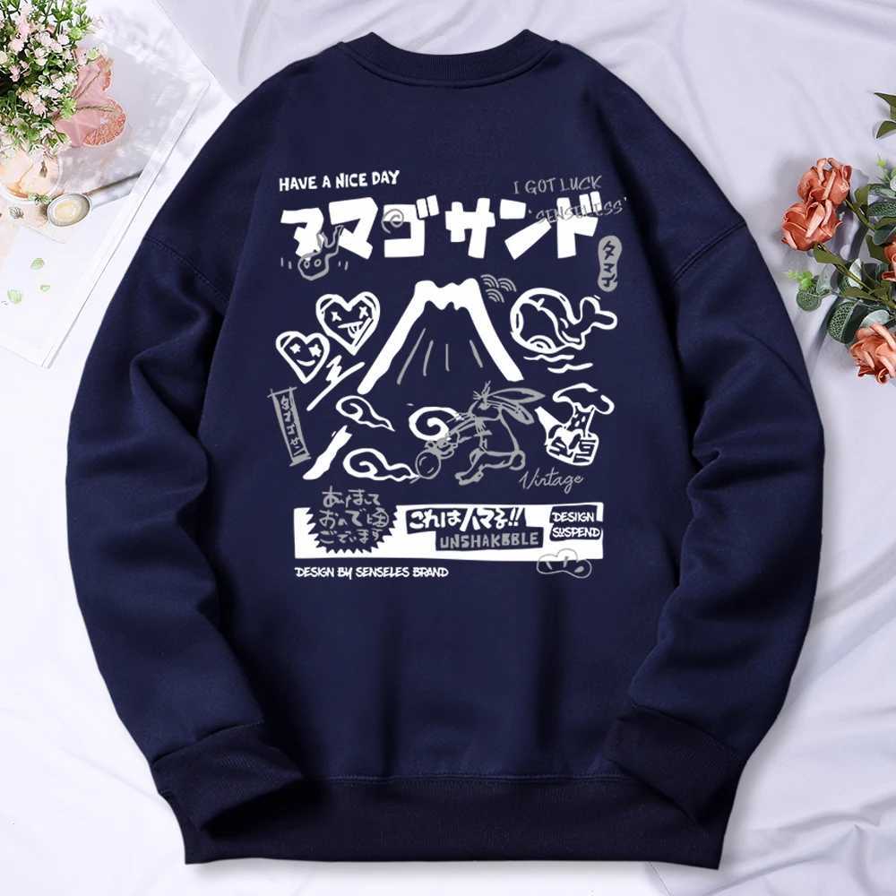 Volcano Rabbit American Harajuku Cartoon Mens Womens Wool Loose Hoodie Hip Hop Pulling Over Loose Harajuku Hoodie W250408