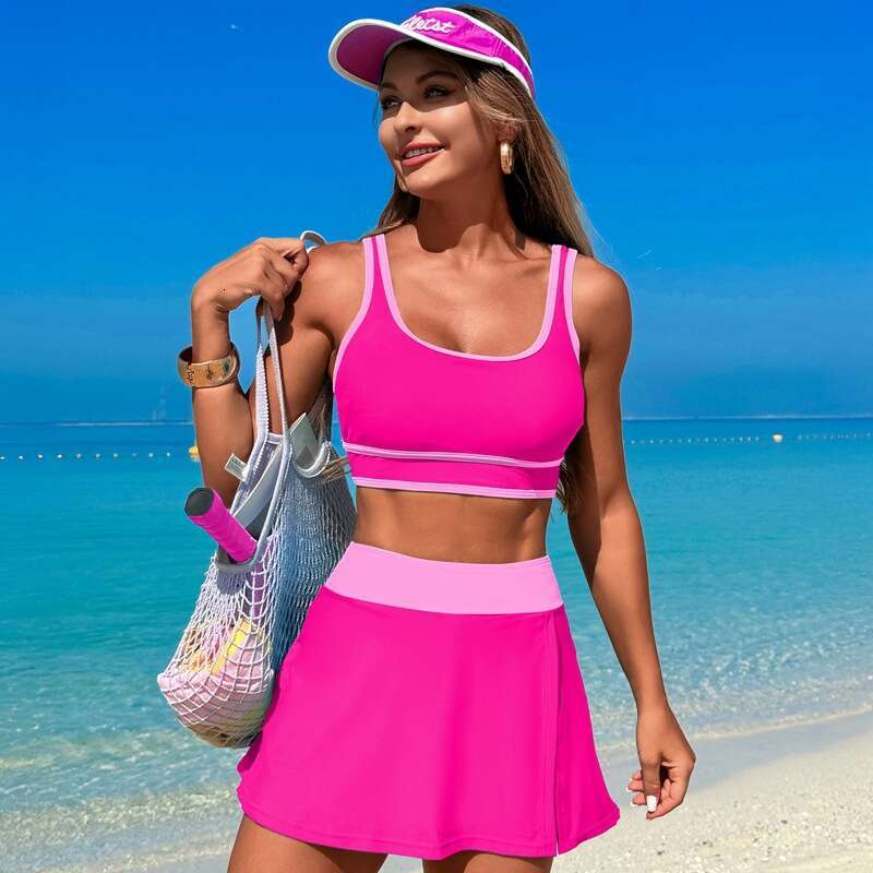 Quick drying bikini hot spring women's beach sports skirt split Huludao swimsuit wholesale 2025 temperament versatile new trendy clothing ins