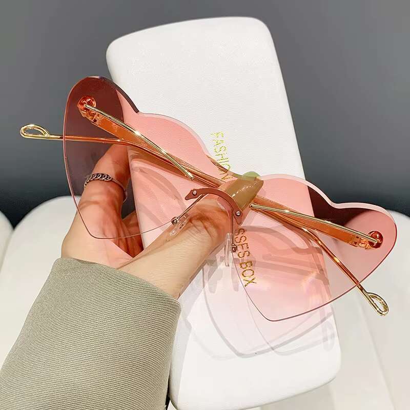 New Trend Creative Funny Hip Hop Party Eyeglasses Rimless Ladies Heart Shape Sun Glasses