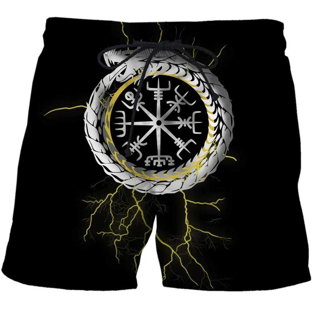 Viking Mythology Valhalla Totem 3D Printed Beach Shorts Graphic Mens Casual Sports Shorts Summer Surfing Shorts Comfortable ShortsXJ250407