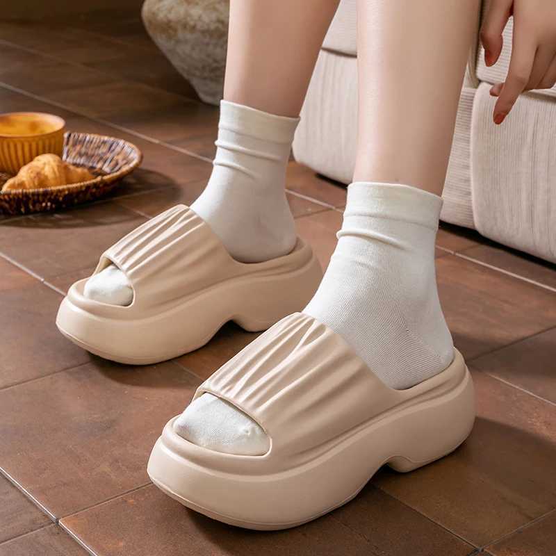 Solid color EVA platform slider womens slider thick high-heeled sandals womens summer 2025 indoor and outdoor thick bottomed beach sliderXJ250407