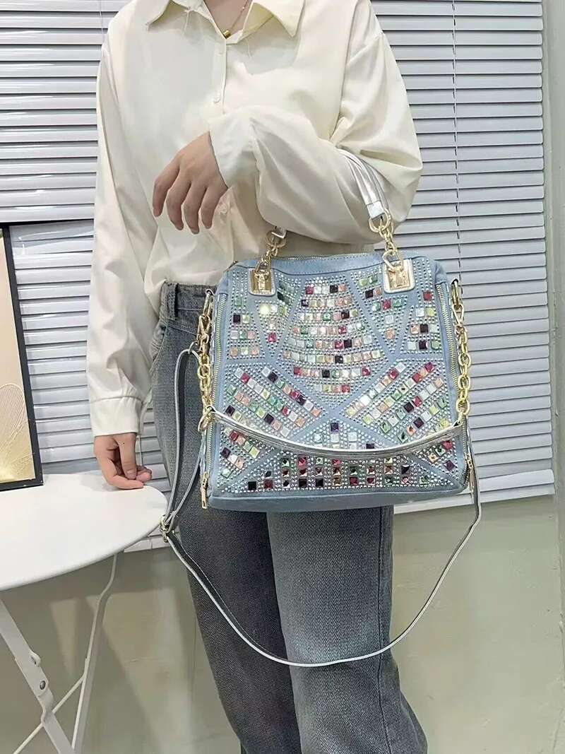 Women's Denim Bag Crossbody Shoulder Wallet Large Capacity Dia Vintage Blue Jean Purse And Handbags