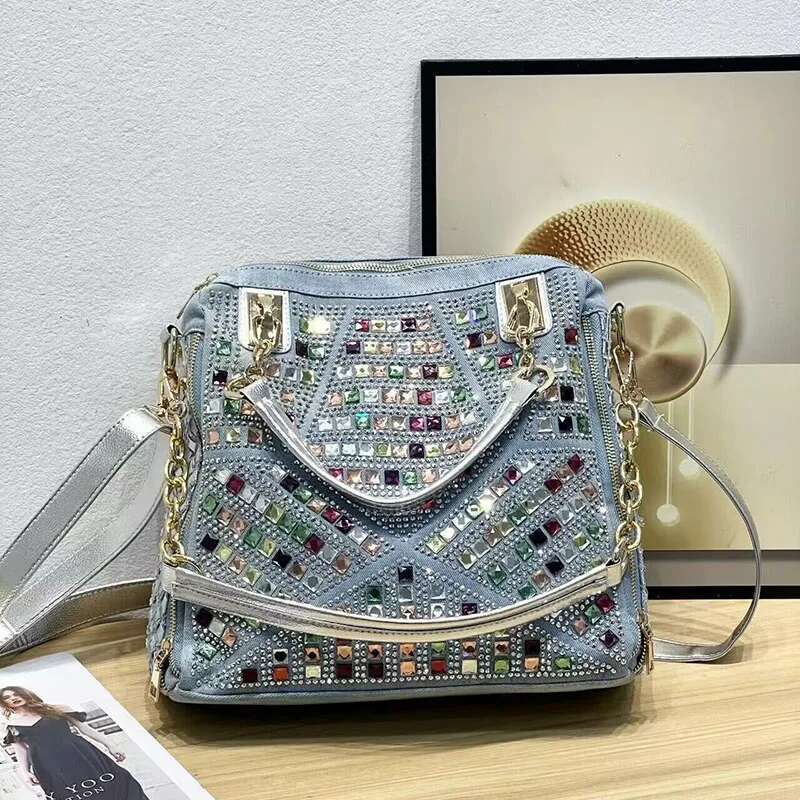 Women's Denim Bag Crossbody Shoulder Wallet Large Capacity Dia Vintage Blue Jean Purse And Handbags