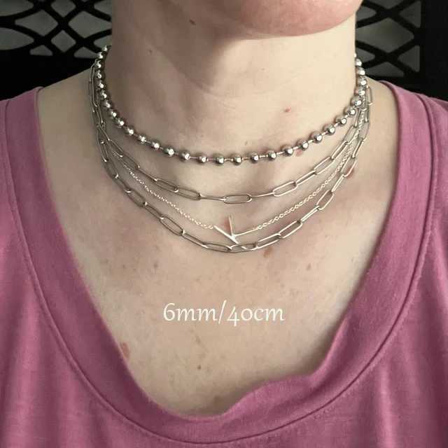 6/8/10mm Stainless Steel Ball Chain Layering Necklace for Women Men Oversize Chunky Chain Choker Grunge Aesthetic Y2K NecklaceC250407