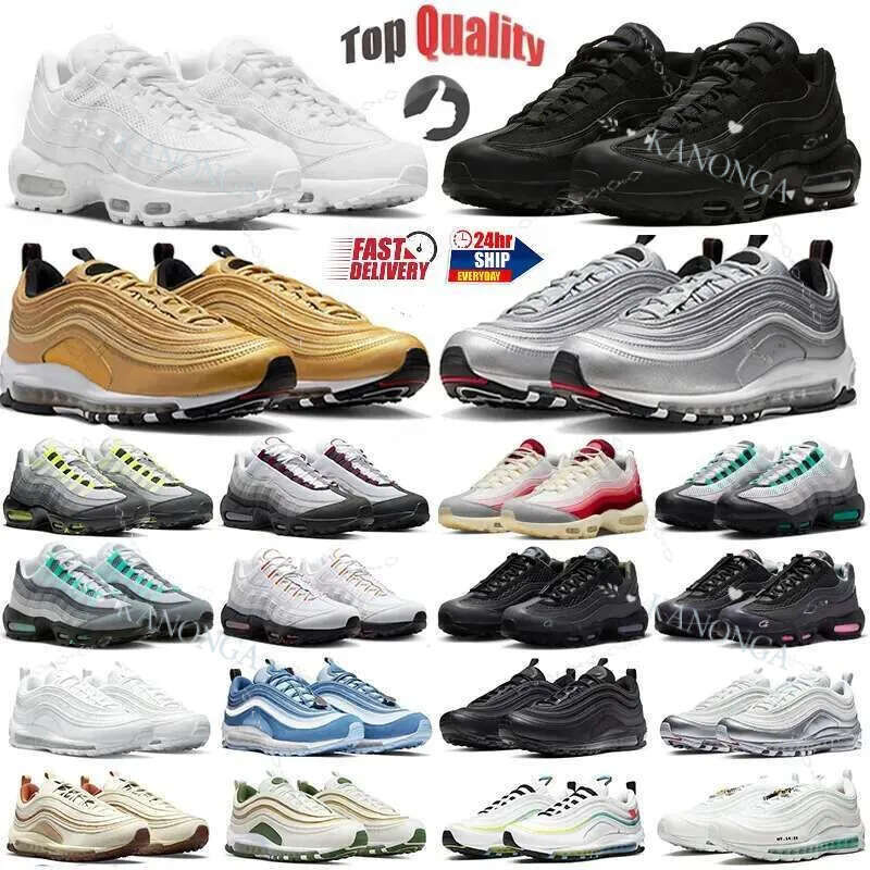 With Box 95S Designer 97S Running Shoes 95 Men Women Sneakers 97 Cactus Flower Court Purple Camo Triple Black White Flats Breathable Outdoor Sports Trainers