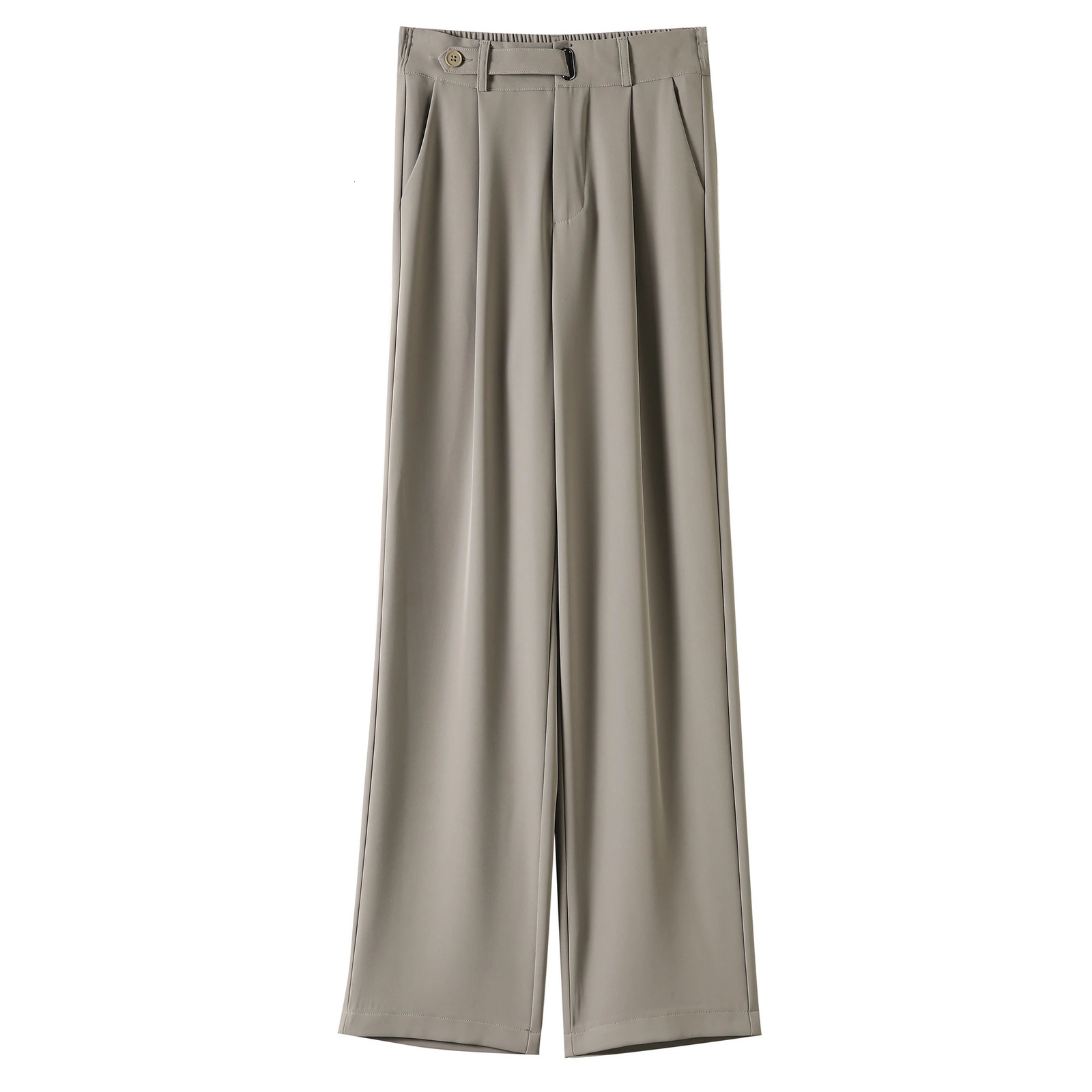 High Waist Set Wide Leg Womens Full Pants Button Spring/Summer Womens Elegant Minimalist Straight Loose Trouser 250402