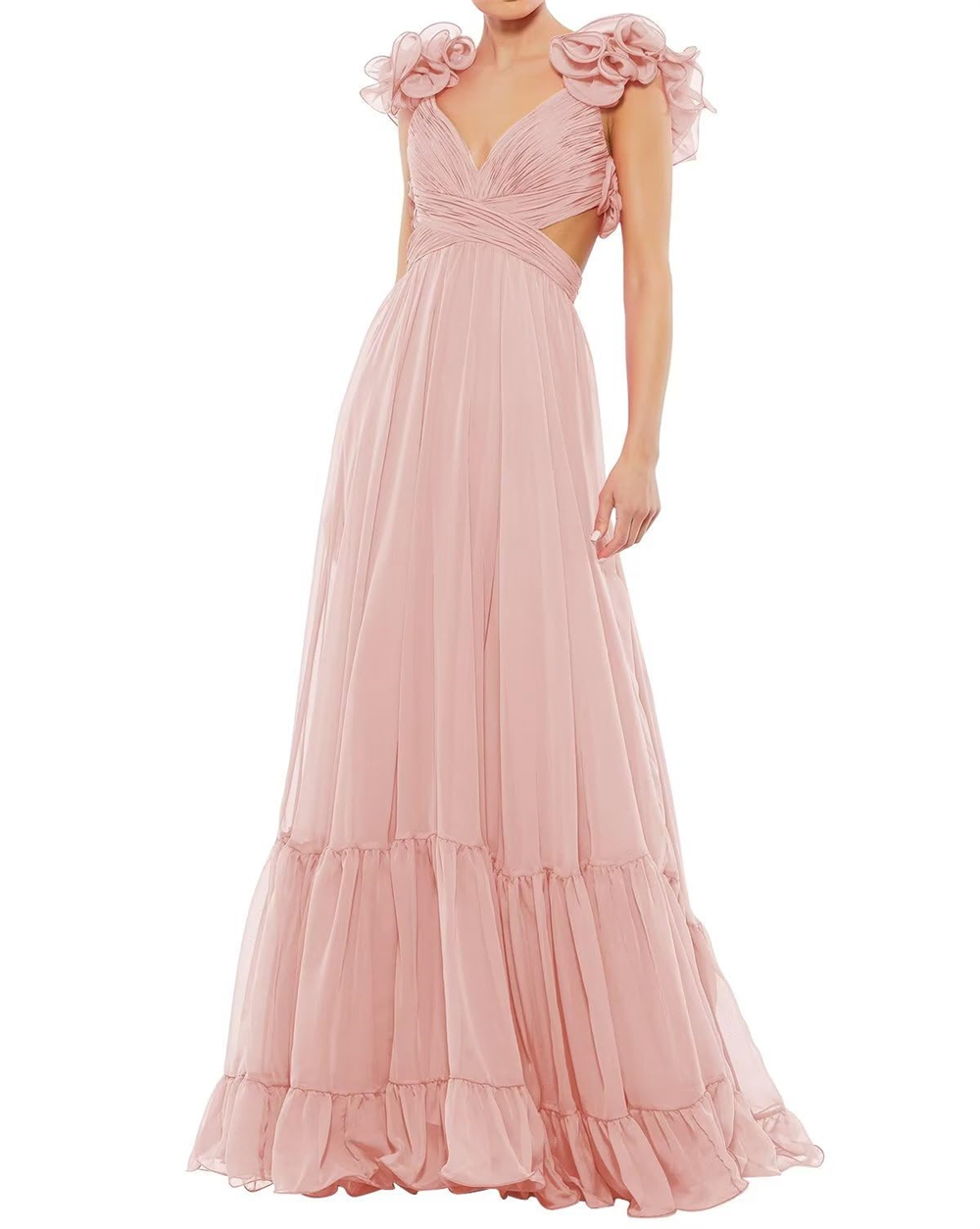 Long Prom Dresses Elegant Art Deco-inspired Neck Ruffles Deep V-Neck Pleats Backless Lace-up A-Line Plus Size Formal Occasion Evening Party Gown Pd15