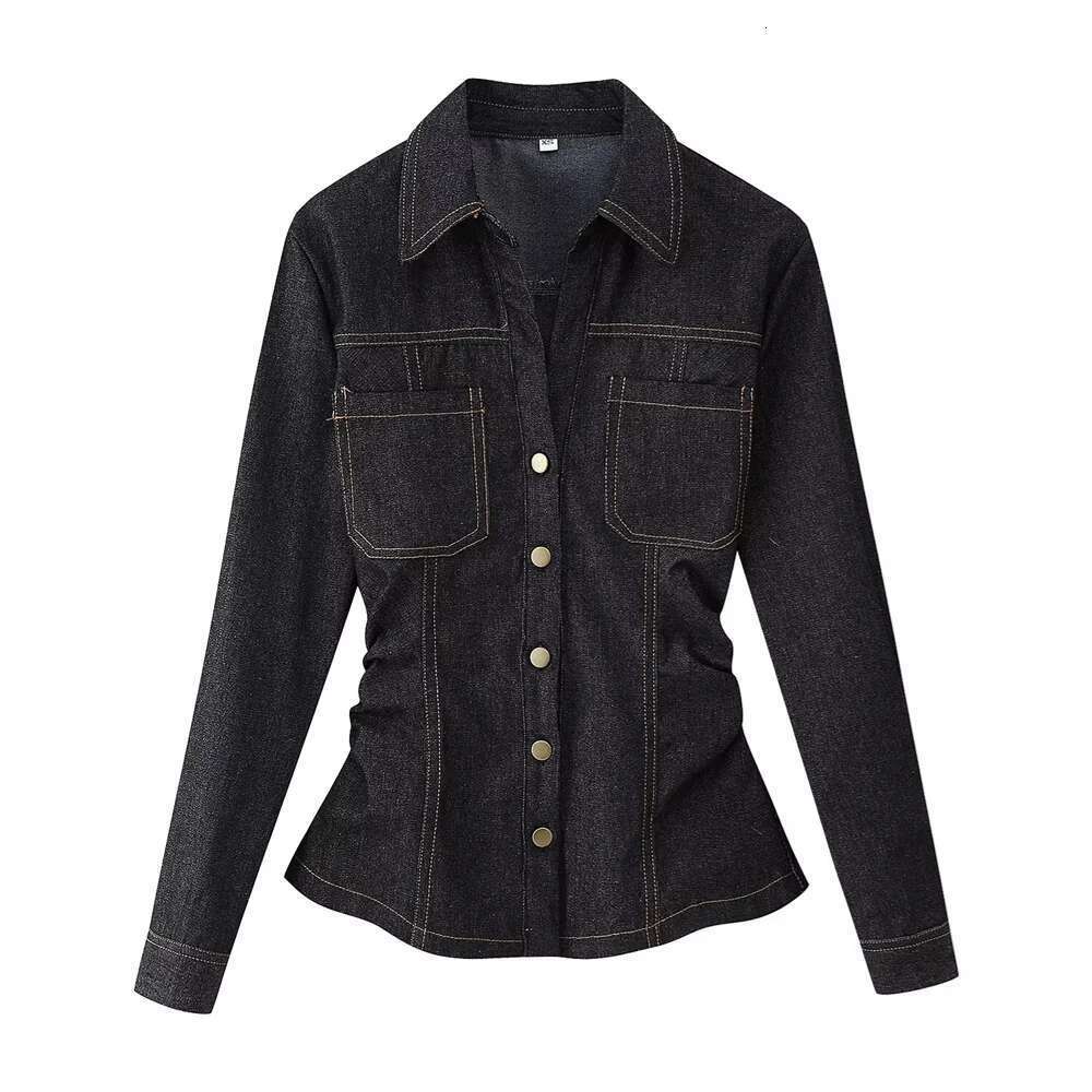 UNIZERA Slim Fit Long Sleeved Collar Shirt With Flared Denim Pants Set For Spring New Women's Clothing