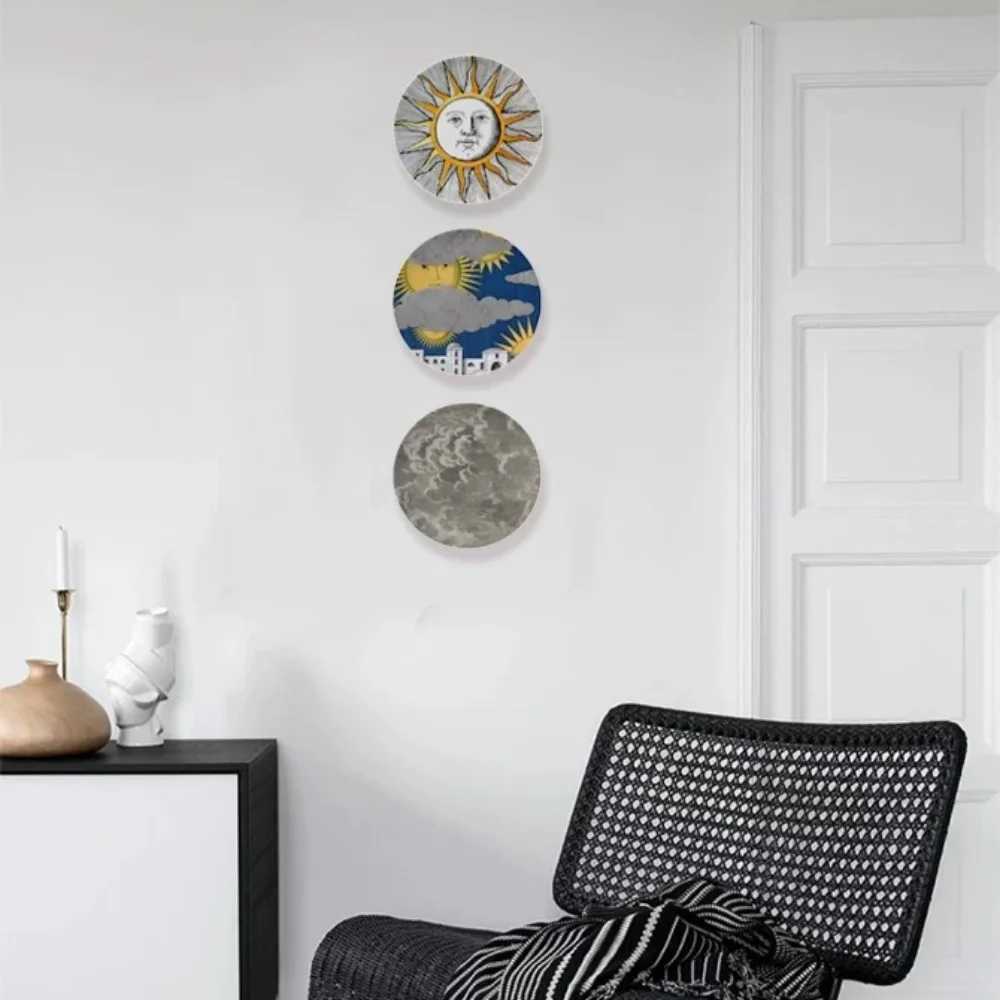 Retro wall mounted tableware painting decorative panels retro ceramic art womens face decoration with bracket 6/7/8 inches X250408