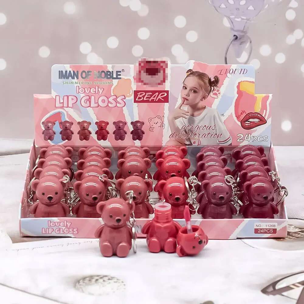 24Pcs Kawaii Bear Veet Matte Liquid Lipstick 6 Colors Set Gloss Waterproof Longlasting Nonstick Lip Tints Lips Makeup
