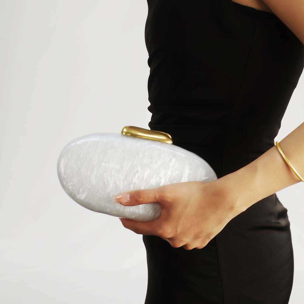 Womens Single Shoulder Bag Diagonal Cross Bag Shaped Shell Acrylic Fashion Wedding Banquet Handbag Bags