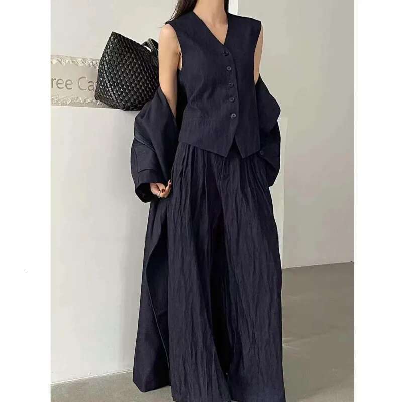 EOEN Fashion Solid Color Vest Set Woman High Quality Elegant Urious Trouser Suit Two-Piece Set 2025 For Summerladies
