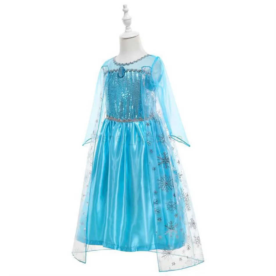 Disney 2025 Elsa Snow Queen Princess Dress Girl Costume Halloween Children Role Playing Carnival Childrens Birthday Party Dress X250408