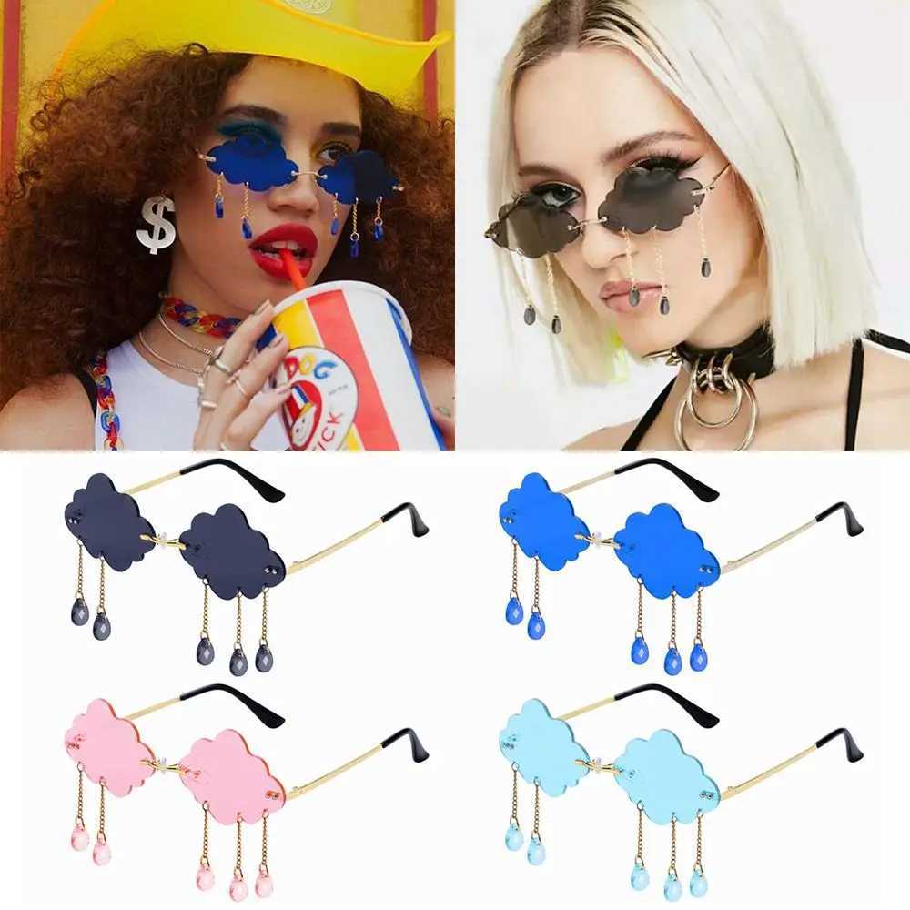 Shades Funny Cloud Shaped Mens and Womens Disco Glasses Clouds Tassel Sunglasses Borderless Sunglasses Steampunk Sunglasses W250408