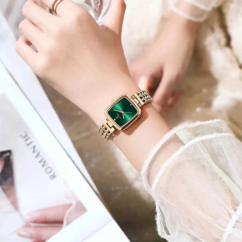 Square ladies watch with small dial new rose gold stainless steel ultra-thin waterproof elegant watchT250408